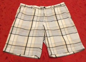 SONOMA-LIFESTYLE-Mens-38-Black-Blue-Plaid-Flat-Front-Pockets-Golf-Walking-SHORTS