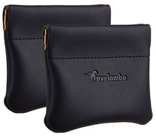 Leather Squeeze Coin Purse Pouch Change Holder For Men  Women 2 pcs set Black 