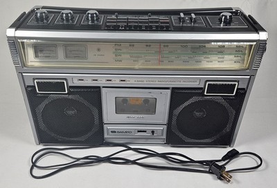 SAMPO CS-407 Boombox 4 Band Stereo Radio Cassette Player Recorder Ghetto Blaster