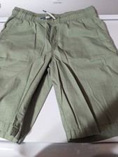 Cat Jack Boys Solid Green Shorts Drawstring Elastic Waist Pockets L 12/14
