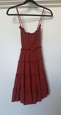 Lulus Summery Sweetness Orange Ruffled Tiered Mini Dress Size S