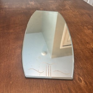 Vintage Art Deco 1930s Etched Mirrored Tray With  Velvet Bottom