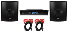2 Rockville SBG1188 18" Pro DJ PA Subwoofers 5000w 2-Channel Amplifier Cables
