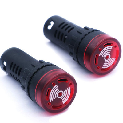 Mxuteuk 2Pcs 22Mm 12V Buzzer with Red LED Lndicator Light Flash Alarm Beep Signa