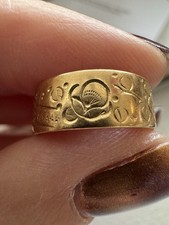 Antique Gold Wedding Wide Band 18k Ring  - Sz 5.25 -4 Grams - Engraved - Sweden?