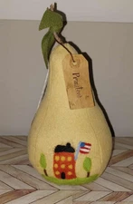 Primitive Country Folk Art 9" Handmade Wool Pear Stuffed Plush Decoration