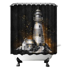 Lighthouse Shower Curtain Set Nautical Bathroom Curtain for Men's Bathroom De...
