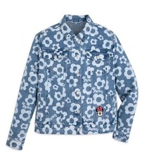 NWT LADIES DISNEY Minnie Mouse Adult FLORAL Button Up Denim JEAN Jacket SIZE XS