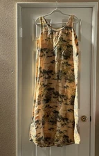 Citron Santa Monica Maxi Dress Bird Floral Embroidered Sleeveless Boho Art Print