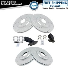 Front Rear Posi Ceramic Brake Pad Performance Drilled Slotted Rotor