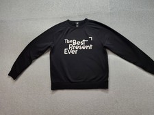 H&M Women Sweatshirt L Black Graphic Print Crew Neck Long Sleeve Pullover