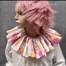 Vtg clown ruff ruffle costume Collar Pink Floral Flower Power