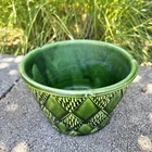 Vintage MCM McCOY Pottery FLORALINE PLANTER POT DIAMOND PATTERN Green Gloss #572