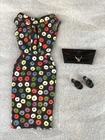 Vintage BARBIE APPLE PRINT Sheath Dress, Purse & Shoes #917 - NO TAG