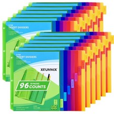 8-Tab Binder Dividers with Pockets for 3-Ring Binders, 12 Pack, US Letter Size,