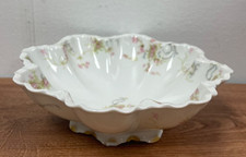 Antique Limoges Scalloped Bowl With Pink Floral Boarder 7.5  Round