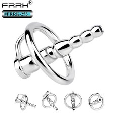 Metal Hollow Piercing Penis Plug Urethral Sounding Dilator With Ring for Men