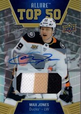 2019-20 Upper Deck Allure Top 50 Jersey Auto T504 Max Jones Auto Jersey /25 HKY