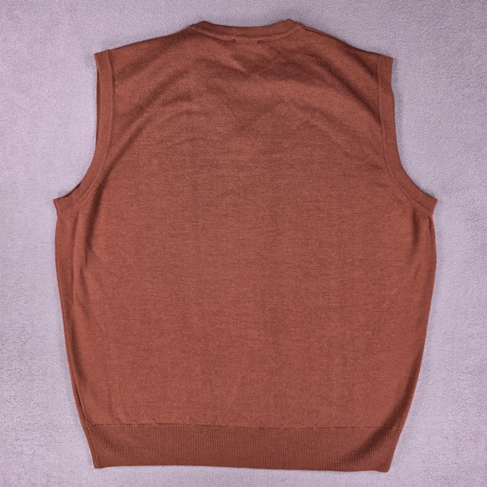 Marbas Sweater Vest Mens Medium Brown Wool Made Italy Merino Extra fine Pullover - Image 2 of 4
