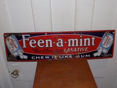 Vintage Feen-A-Mint Laxative Porcelain Metal Sign