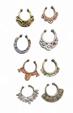 Fake Septum Nose Ring Rhinestone Non Piercing Hanger Clip Body Lot Of 8  (J20)