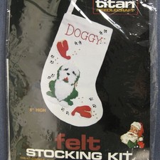 Doggy Felt Stocking Kit Titan Needlecraft Factory Sealed Vintage Christmas 8"