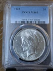 1923 PEACE SILVER DOLLAR $1 "BLAST WHITE" *PCGS MS63 CHOICE BRILLIANT UNC