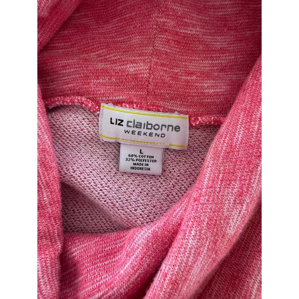 Liz Claiborne Weekend Large Pink Cowl Neck Drawsting Sweatshirt - Image 2 of 4