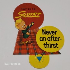 Vintage Squirt Soda Diecut 1955 Bottle Topper Squirt Boy