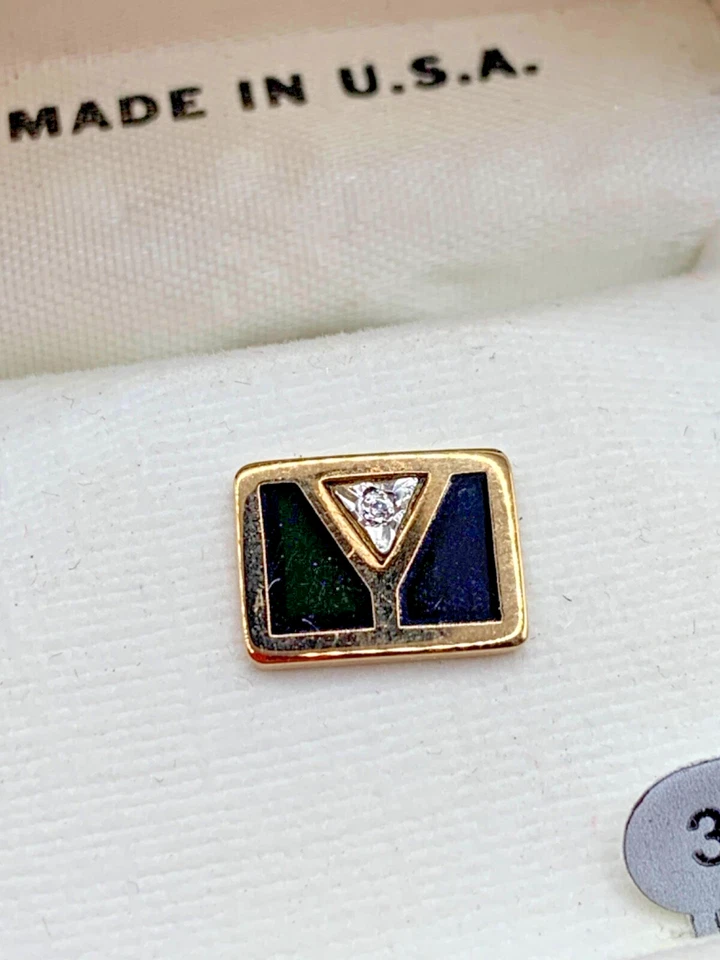 Colibri Tie Tack 18kt Gold Electroplate with Black Accents & Crystal Gemstone - Image 2 of 4