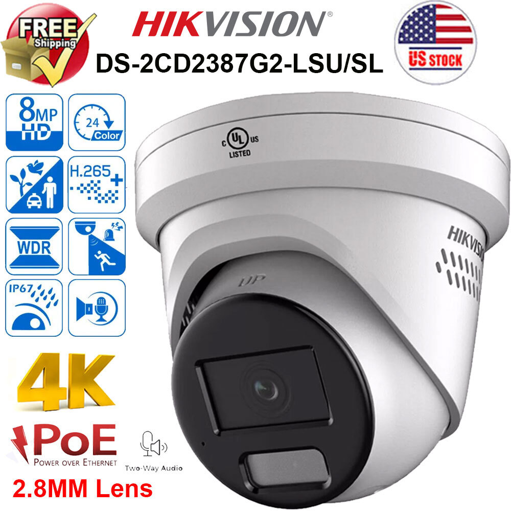 Hikvision 4K 8MP ColorVu AcuSense 8MP DS-2CD2387G2-LSU/SL IP Camera 2 way audio