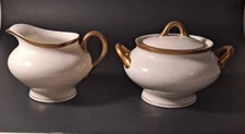 Vintage Syracuse China GOLD ENCRUSTED Old Ivory O.P.CO Sugar & Creamer