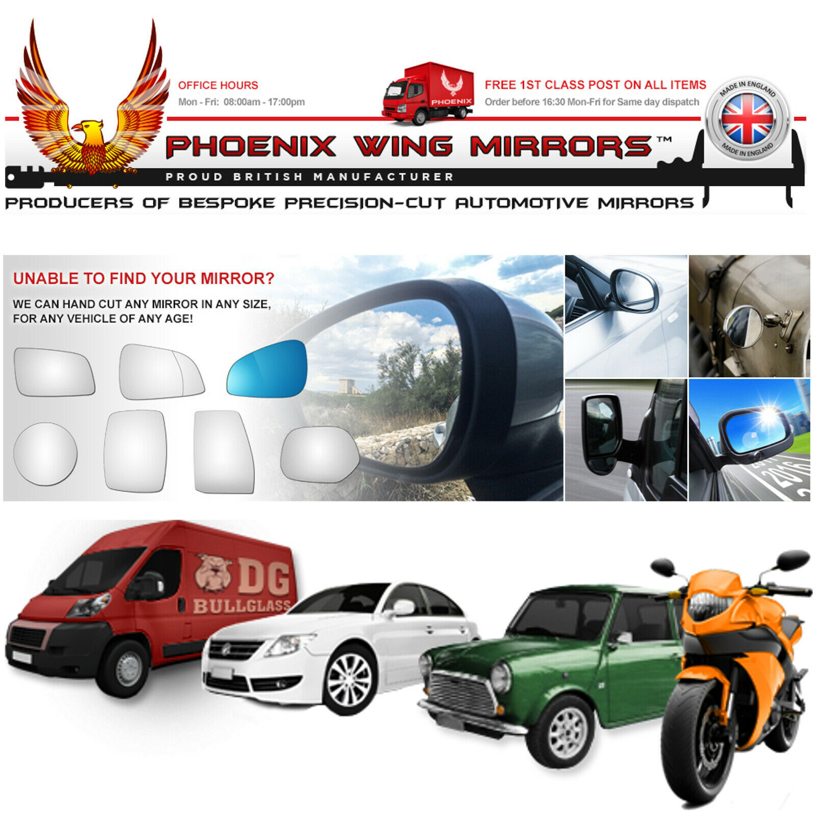 Right Hand Drivers Side Peugeot Partner Tepee 2008-2012 Convex Wing Mirror Glass