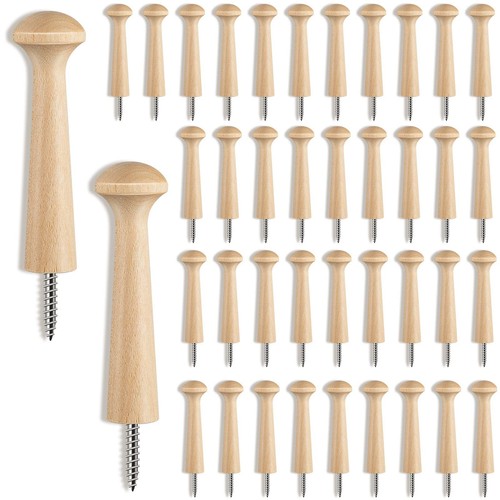 Wooden Shaker Peg Wood Screw-on Shaker Pegs 2.9 Inch Long Unfinished Wood Racks - Picture 5 of 16