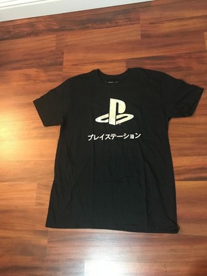 New Black Playstation Logo Japanese Kanji T Shirt By Ripple Junction S M L Size Ebay