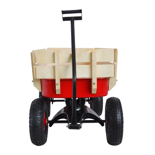 Outdoor Sportwagen Werkzeugwagen Holz Seitenteile Luftreifen Wagen rot - Bild 13 von 20