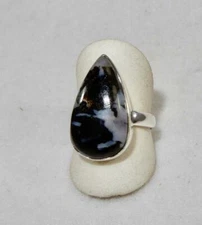 Mystic Merlinite Gabbro Jasper Tear Ring Sterling Silver Size 10 Calming Stone