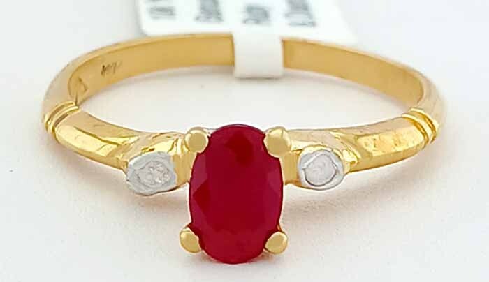 GENUINE 0.69 Cts RUBY & DIAMONDS RING 10K  YELLOW GOLD - Free Appraisal Service