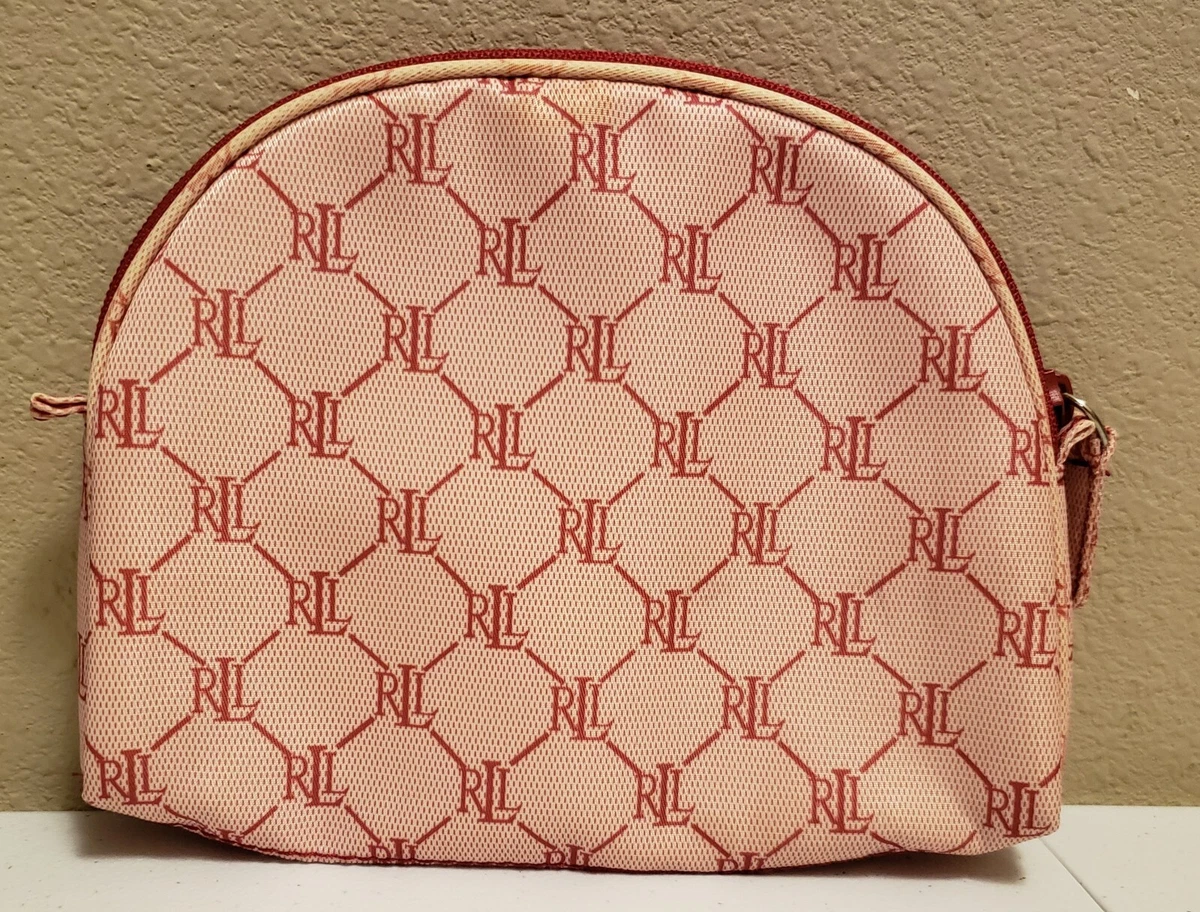 Lauren Ralph Lauren Cosmetic Makeup Bag Pink Red Monogram Travel 10x8 |  eBay