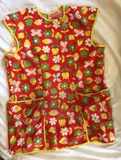 Vintage Womens Artists Apron Smock Psychedelic Floral Large 1960s Hippie Boho