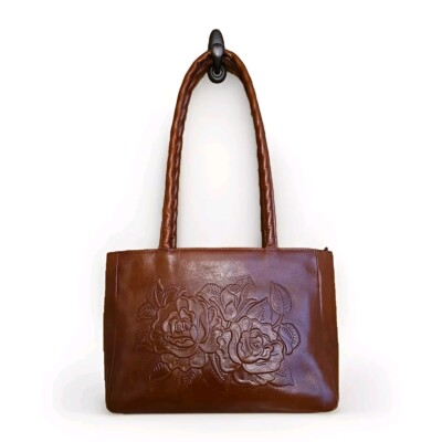 Patricia Nash Purse Tooled Leather Rose Design Shoulder Bag