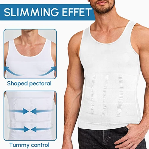 Mens Tight Compression Body Shaper Sports Muscle Tank Top Abs Abdomen Slim Vest - Picture 3 of 41