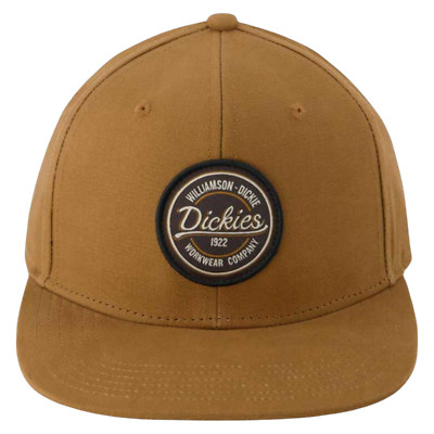 Dickies Patch Logo Men's Brown Canvas Flat Bill Snapback Cap Hat
