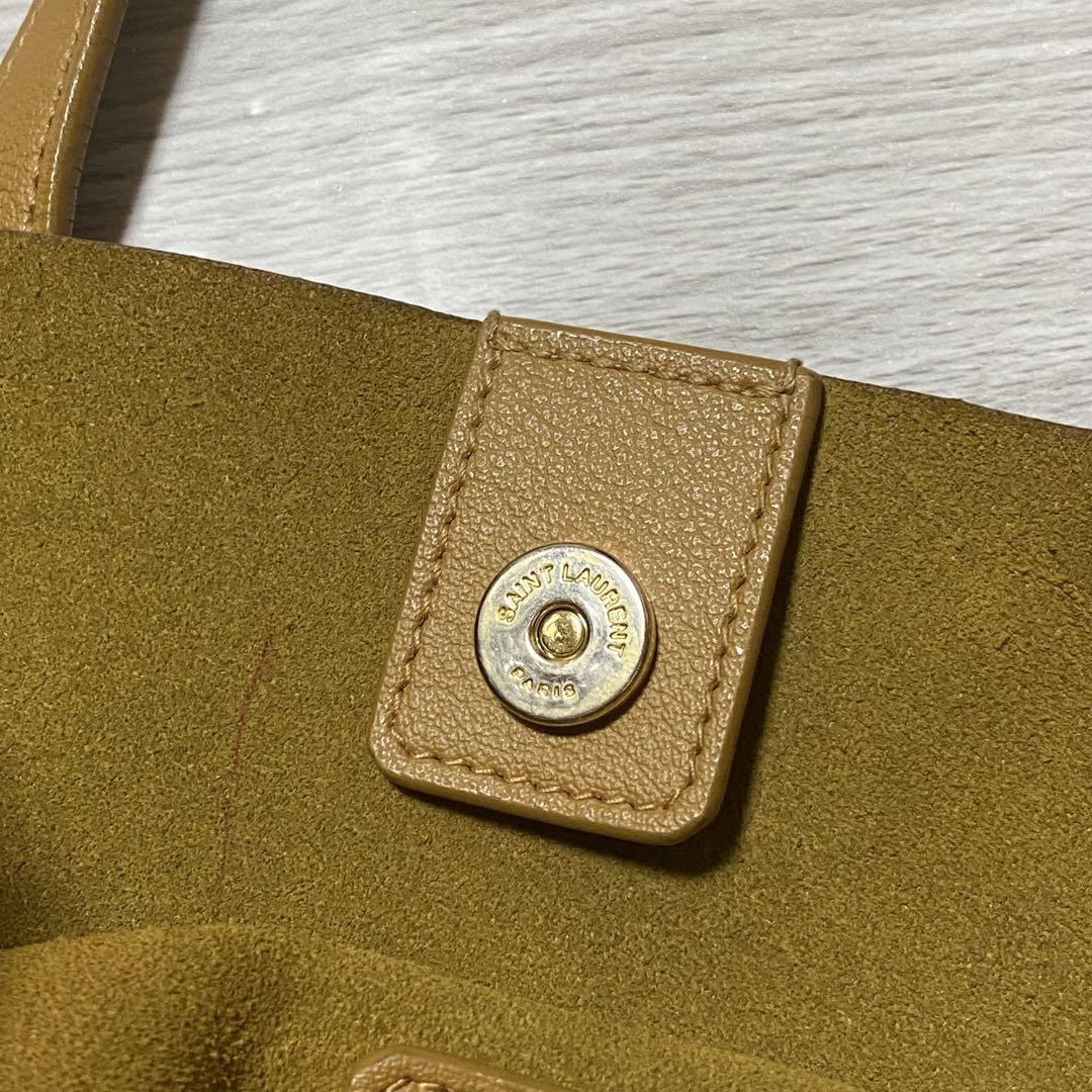 SAINT LAURENT Borsa giocattolo tote pelle senape Parigi gialla shopping Saint spalla Laurent