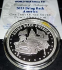 2023 1 oz Proof Bring Back America - Ultra Rare - Silver Shield. With Coa And Bo