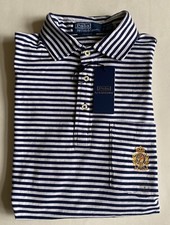  148 NWT Mens Polo Ralph Lauren Classic Fit Crest Logo Striped Knit Polo Shirt