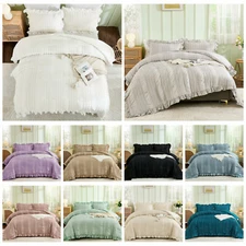 WONGS BEDDING Ruffle Farmhouse Shabby Chic Boho Comforter Sets King Queen Soft