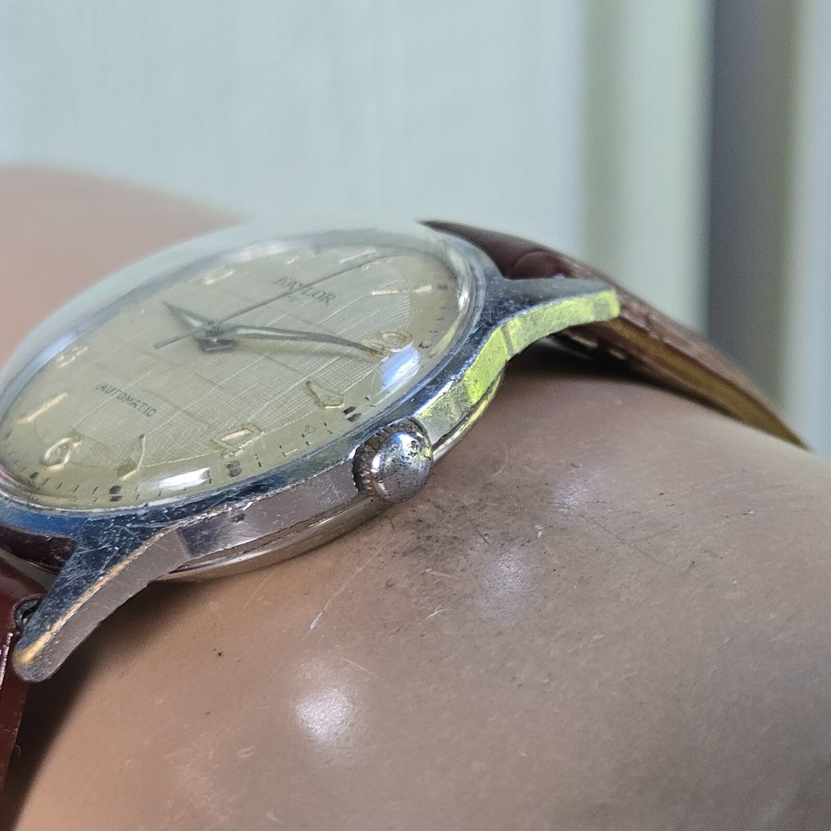 Vintage BAYLOR men's automatic watch Germany PUW 570 Linen dial