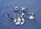 MODERNIST EARRINGS, RING, AND PIN - T. L. WINE - Vintage - Sterling Silver