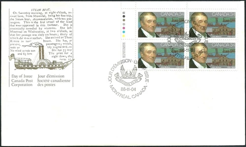 🍁Canada   #1117 ULpb   "JOHN MOLSON"  Brand New  1986  First Day Cover